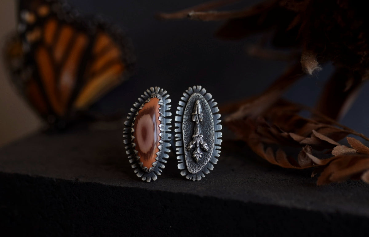 Open Band Imperial Jasper & Fern Ring – Laurel and Lime