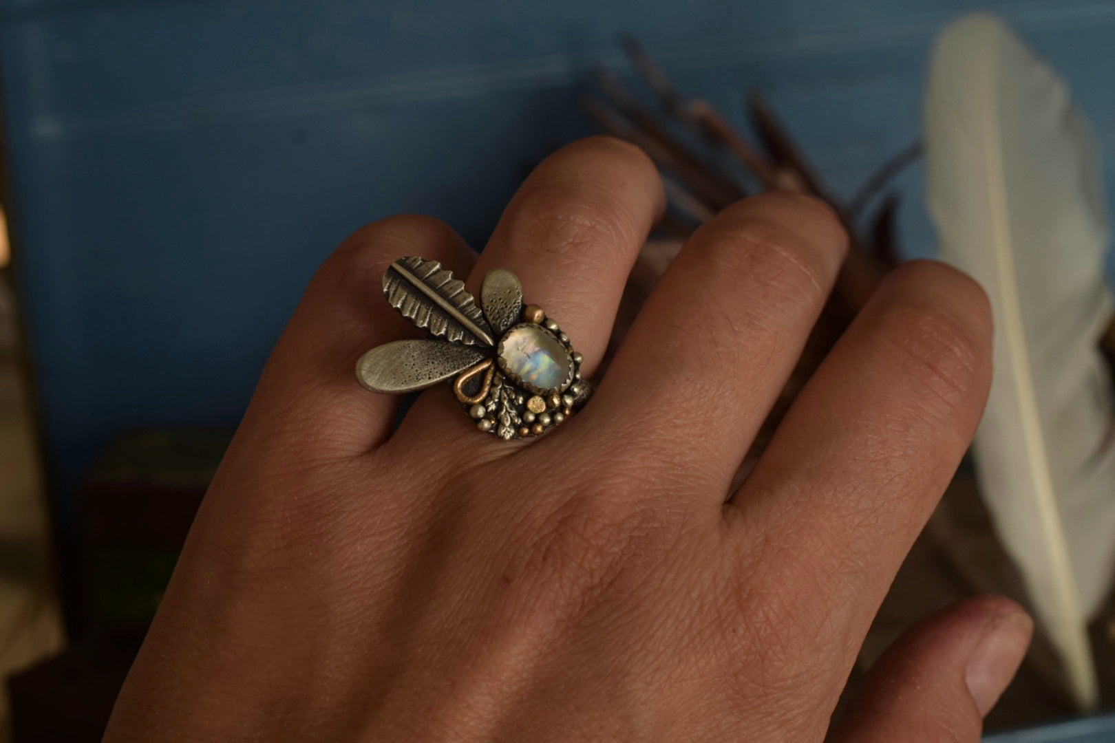 Moonstone Flora Ring - Size 7.5