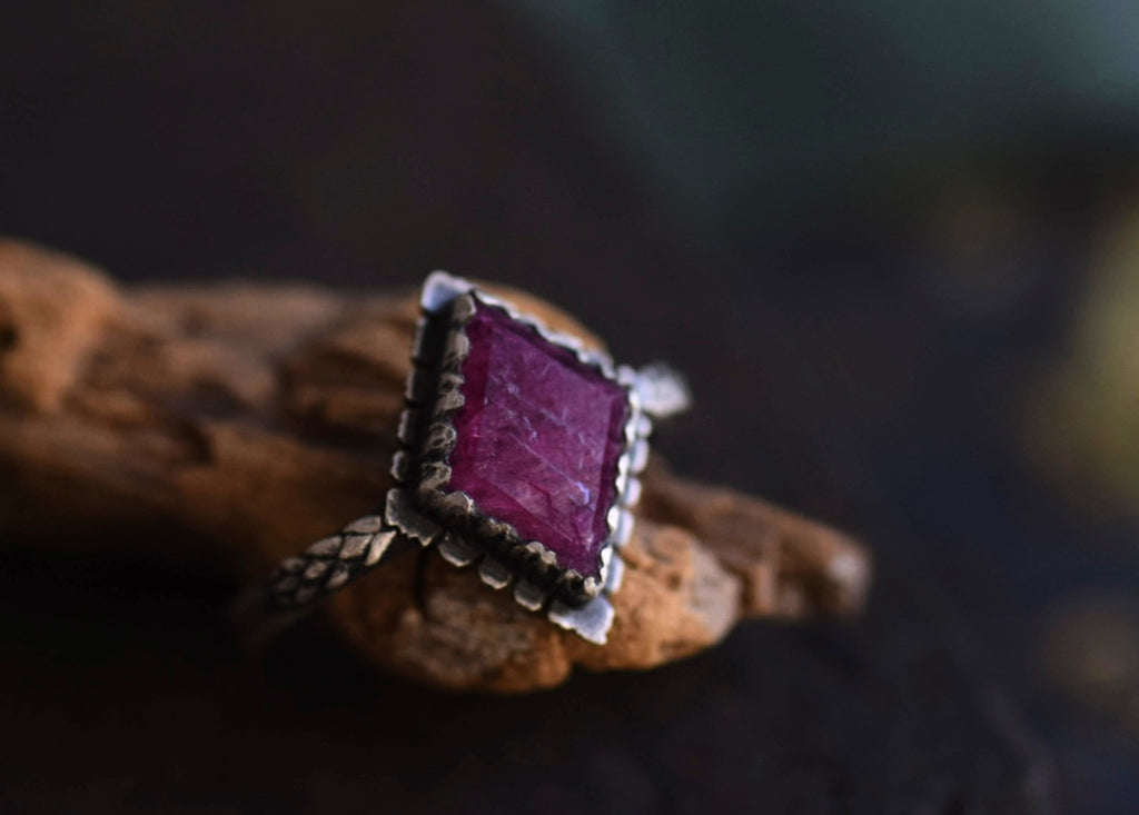 Raw Ruby Fern Ring