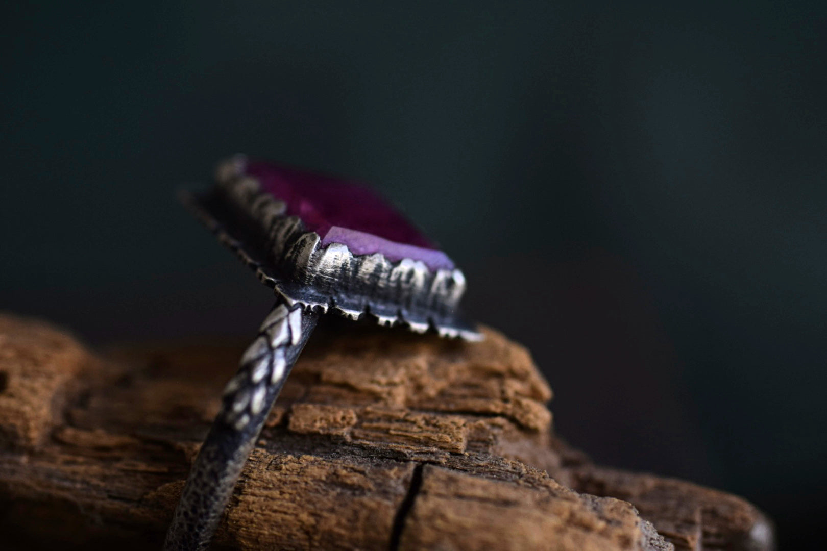 Raw Ruby Fern Ring