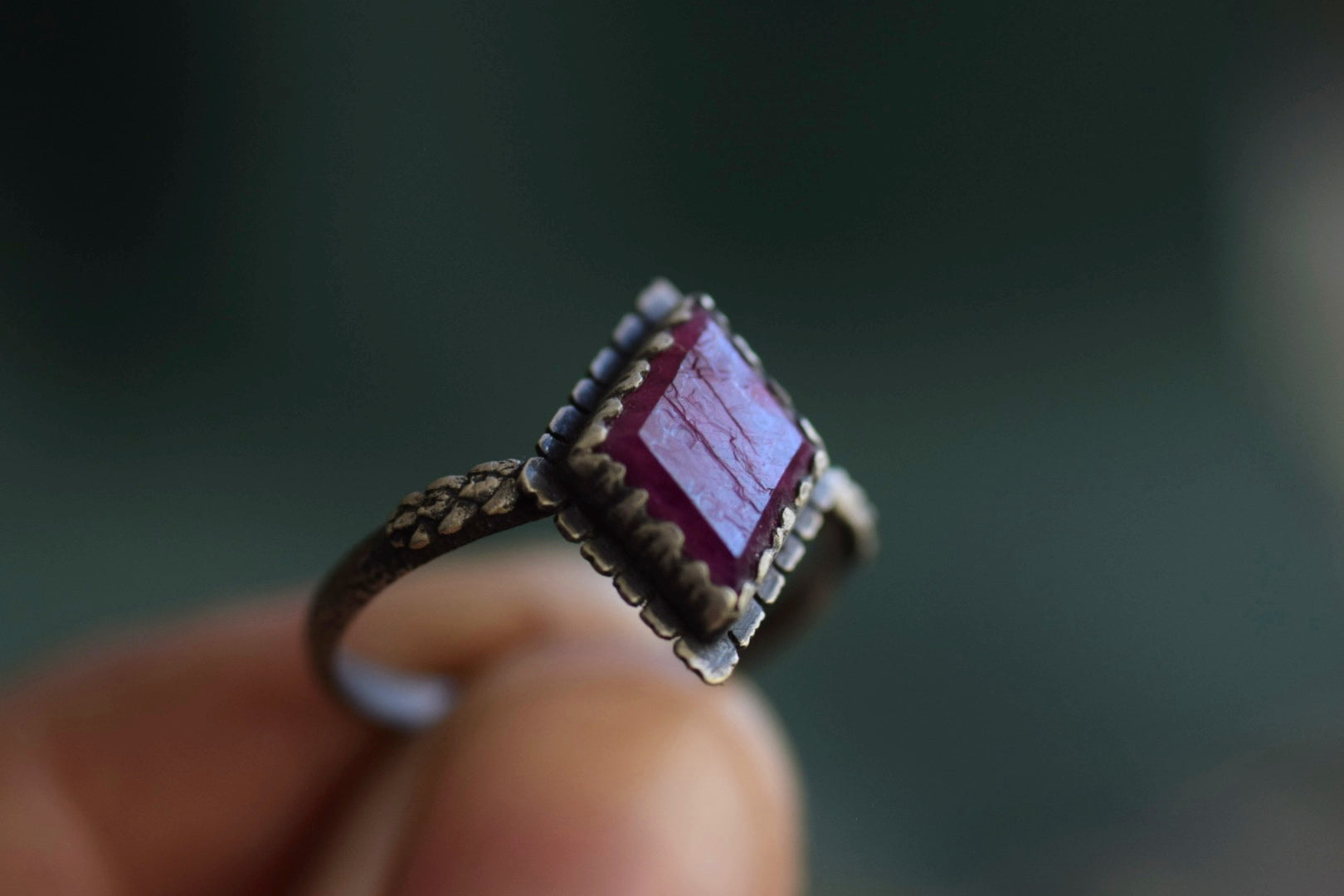 Raw Ruby Fern Ring