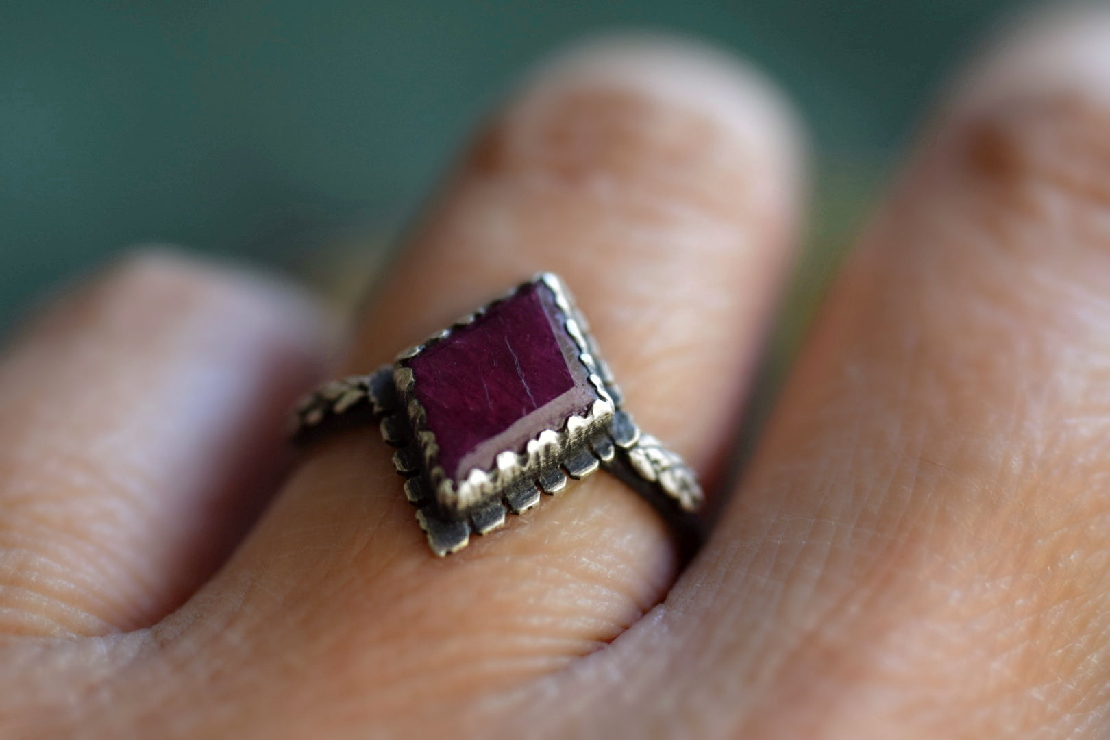 Raw Ruby Fern Ring