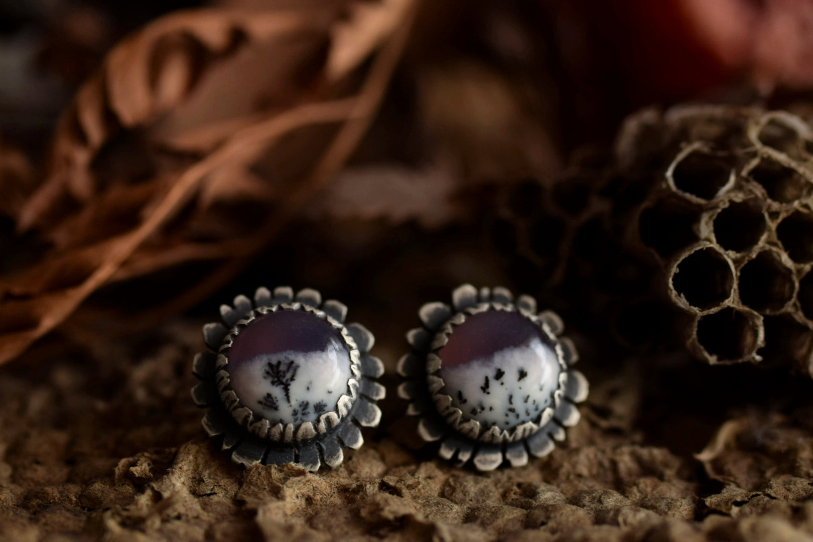 Lavender Dendritic Agate Earrings