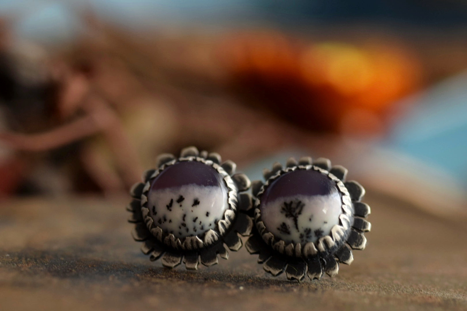 Lavender Dendritic Agate Earrings