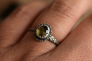 Watermelon Tourmaline Fern Ring