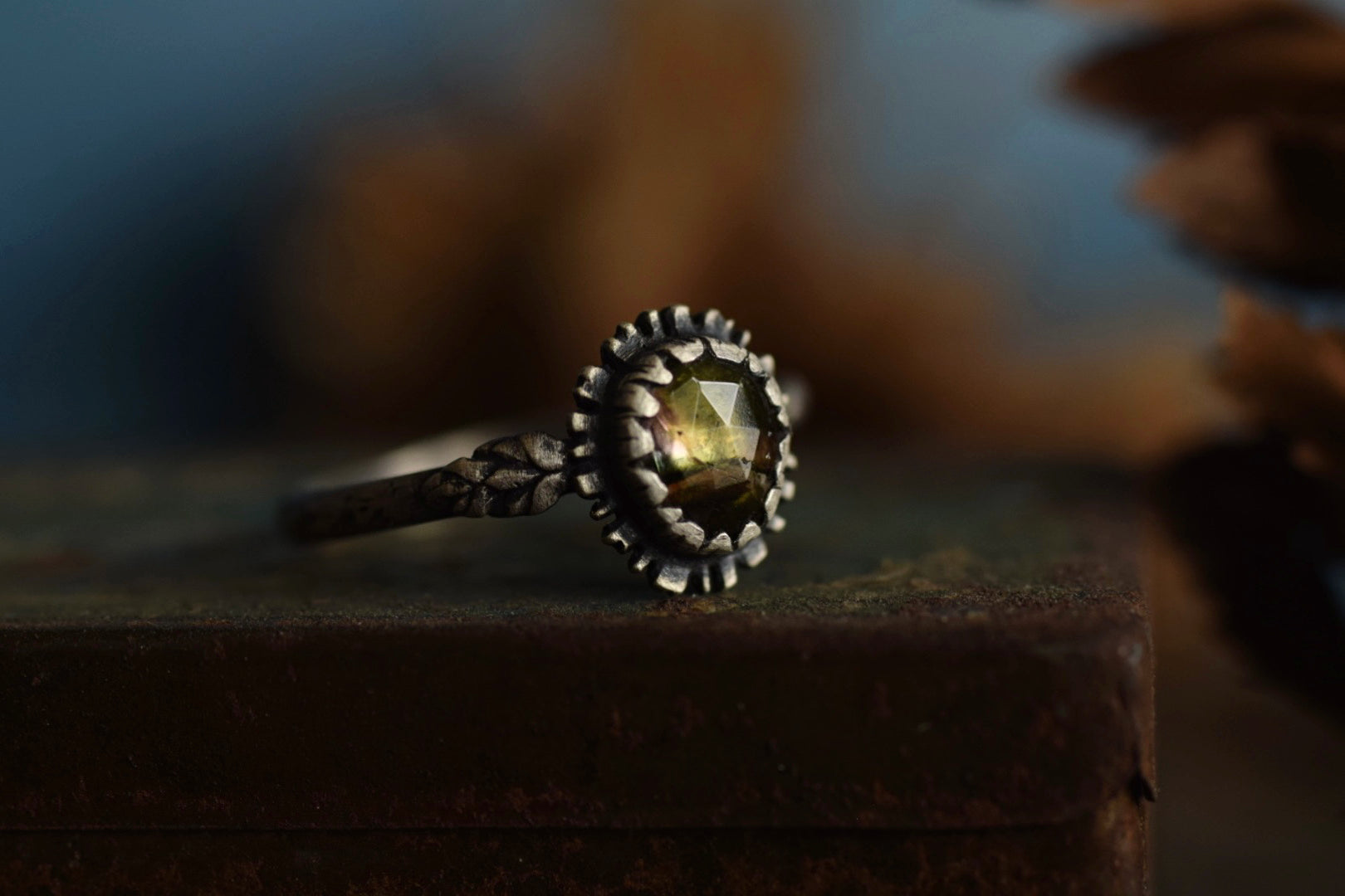 Watermelon Tourmaline Fern Ring