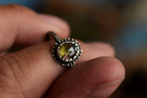 Watermelon Tourmaline Fern Ring