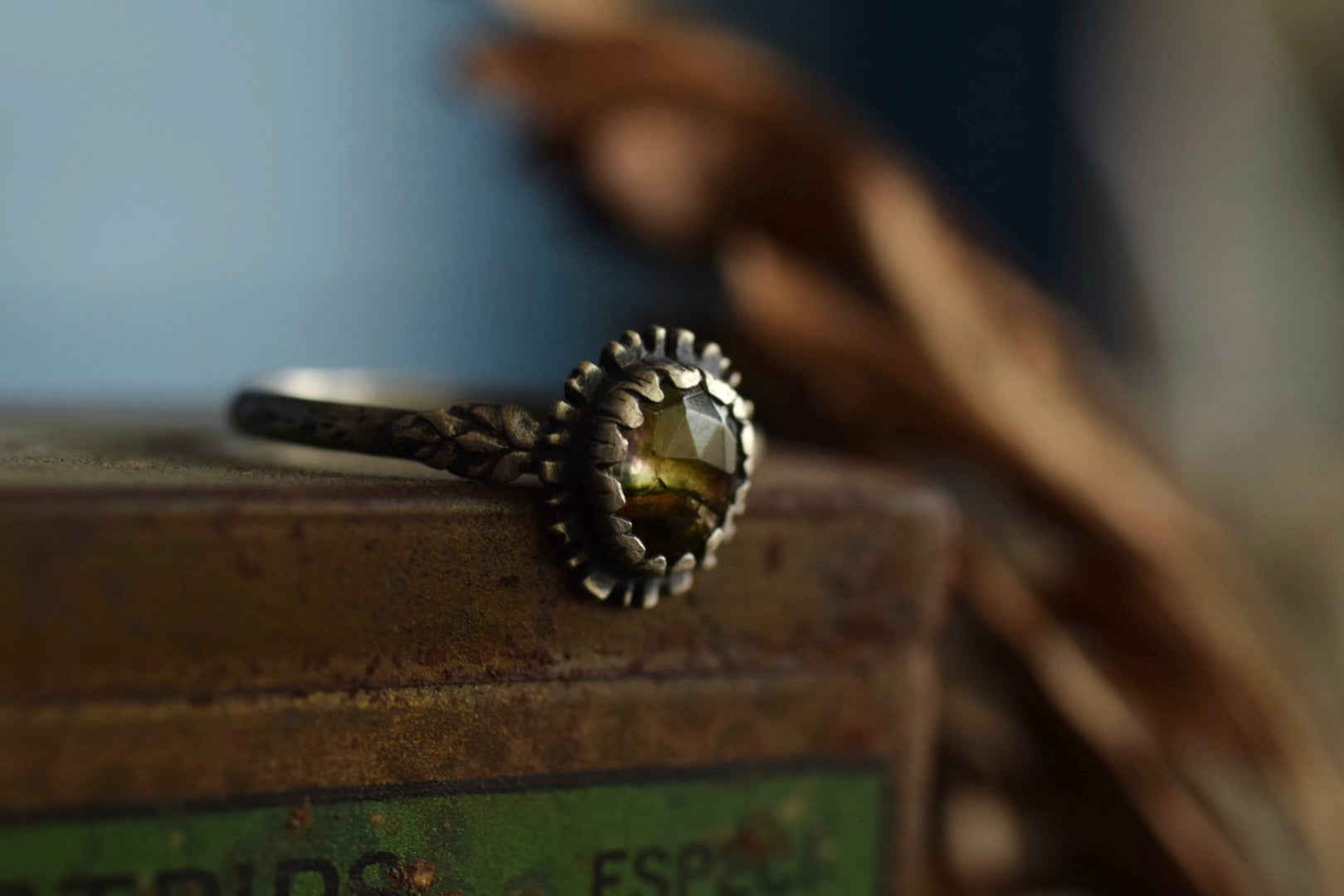 Watermelon Tourmaline Fern Ring