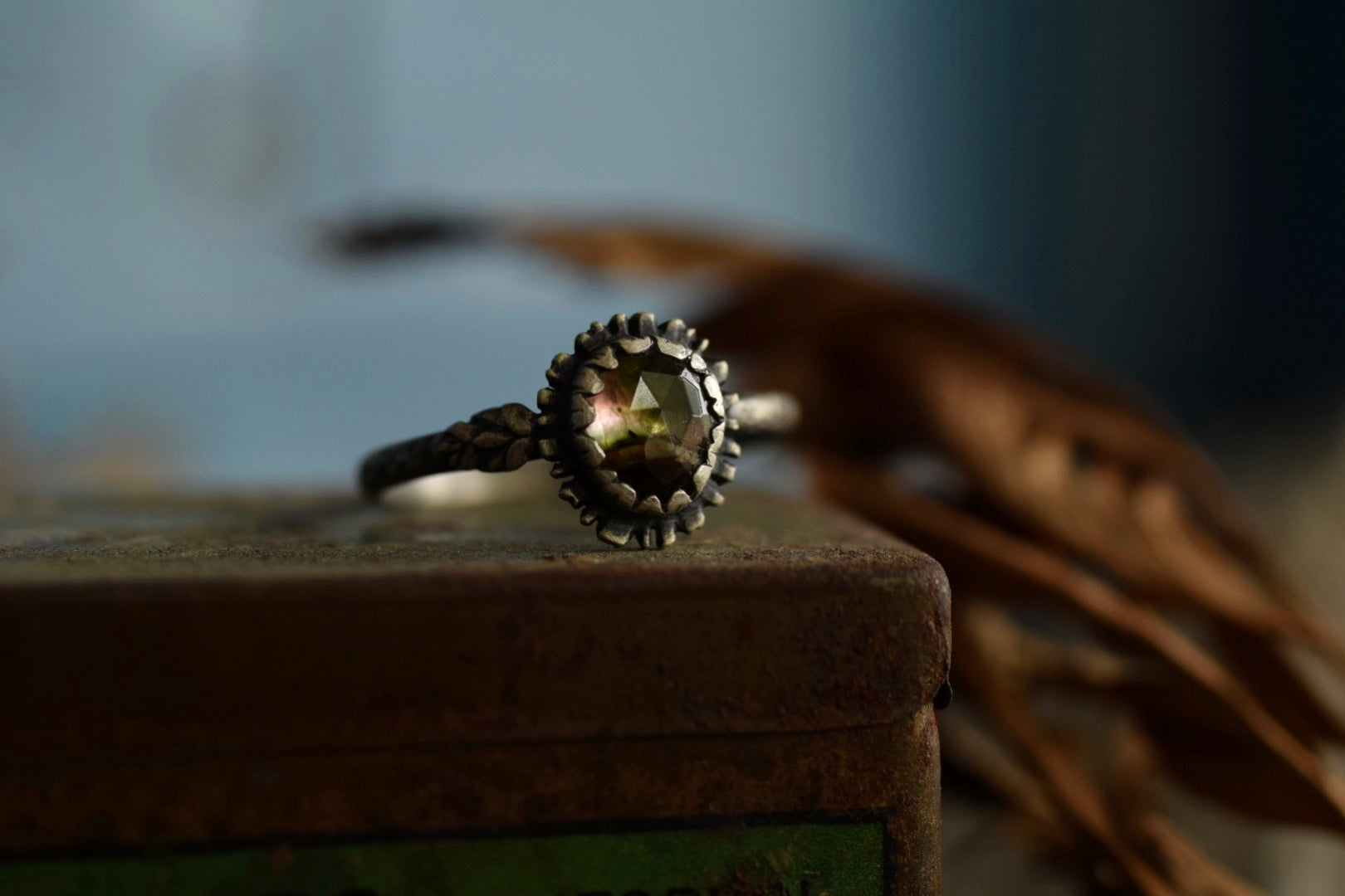 Watermelon Tourmaline Fern Ring