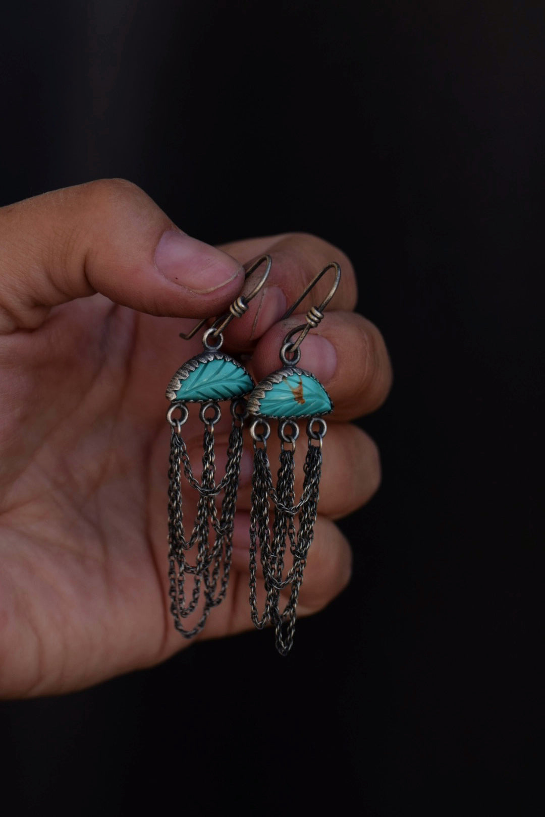 Carved Turquoise Dangles