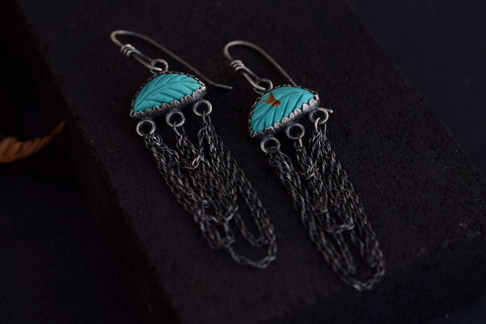 Carved Turquoise Dangles
