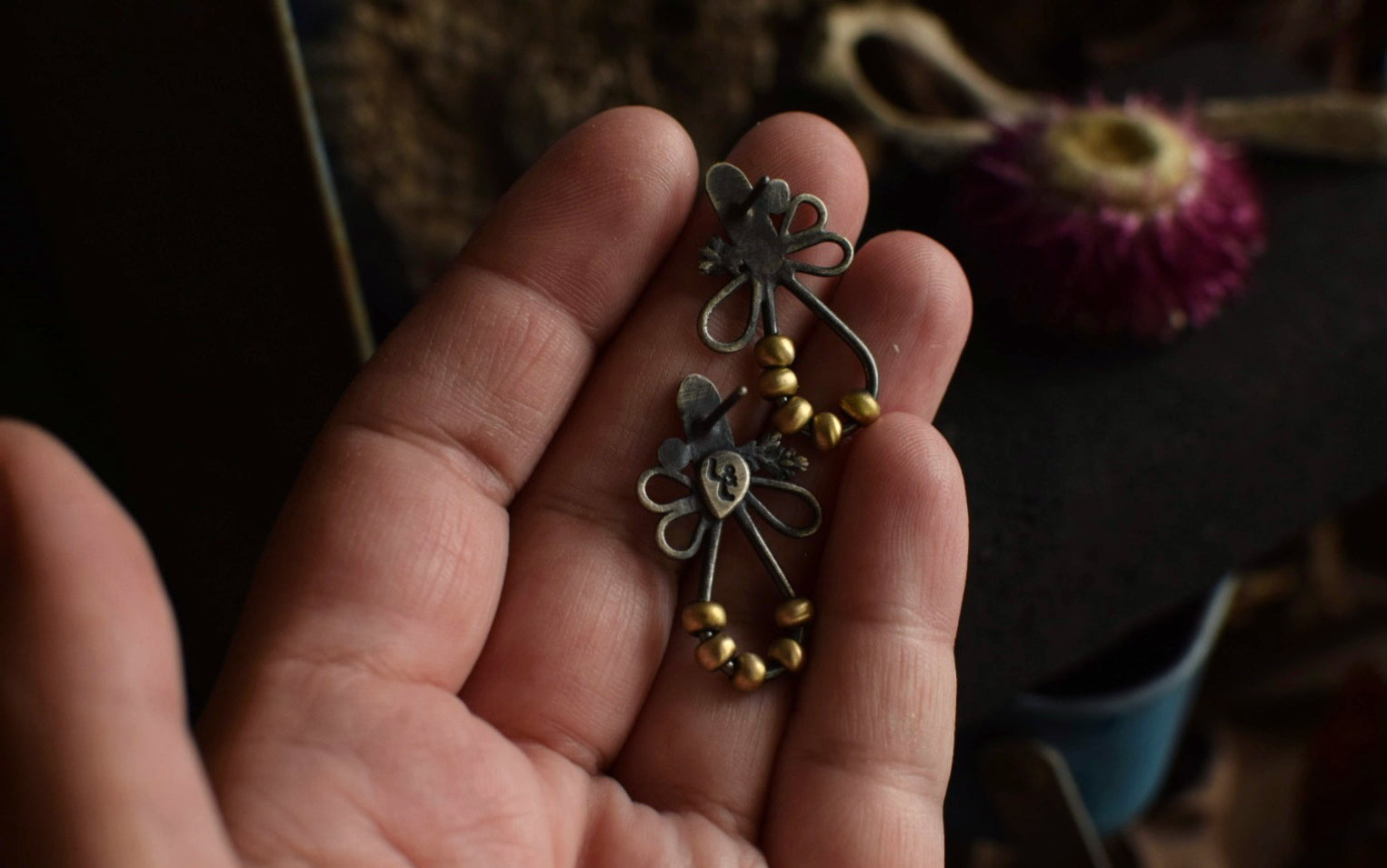 Floral Collage - Beaded Earrings