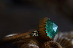 Emerald & 14k Yellow Gold Fern Ring