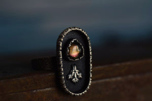 Bicolor Tourmaline & Fern Shadowbox Ring - Size 7