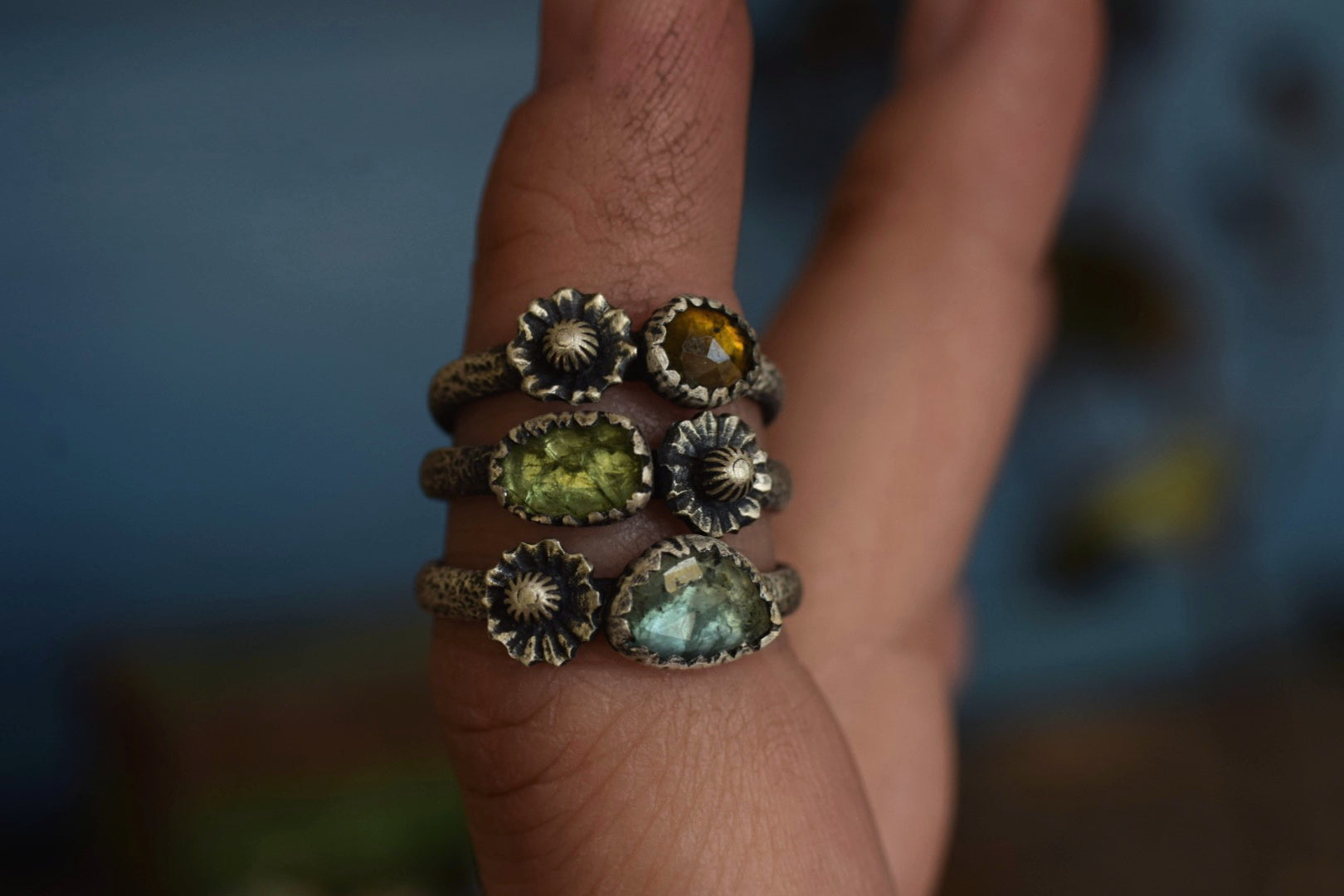 Tourmaline Flora Rings