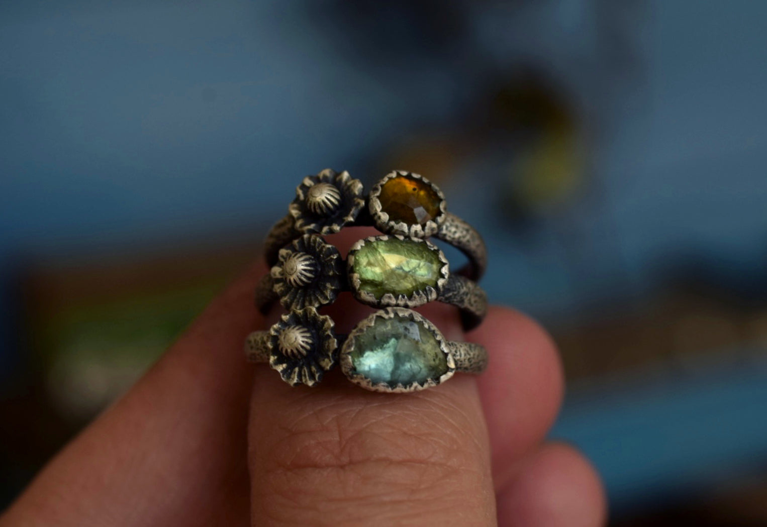 Tourmaline Flora Rings