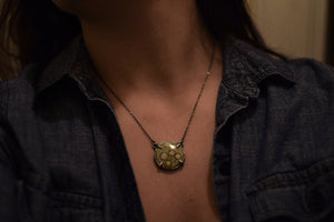 Ocean Jasper Necklace - Prong Set in Sterling Tree Bark