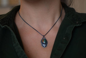 Blue Peruvian Opal Rough Gem Necklaces
