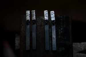 Silver Bar Dangles - Dangle Earrings - Bar Dangles - Sterling Silver - Textured Earrings -  Flat Black Silver - Black Silver - Black Dangles