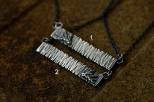 XTree Bark Bar Necklace - Bar Necklace - Silver Bar Necklace - Sterling Silver - Silver Fern - Tree Necklace - Woodland Necklace - Fern