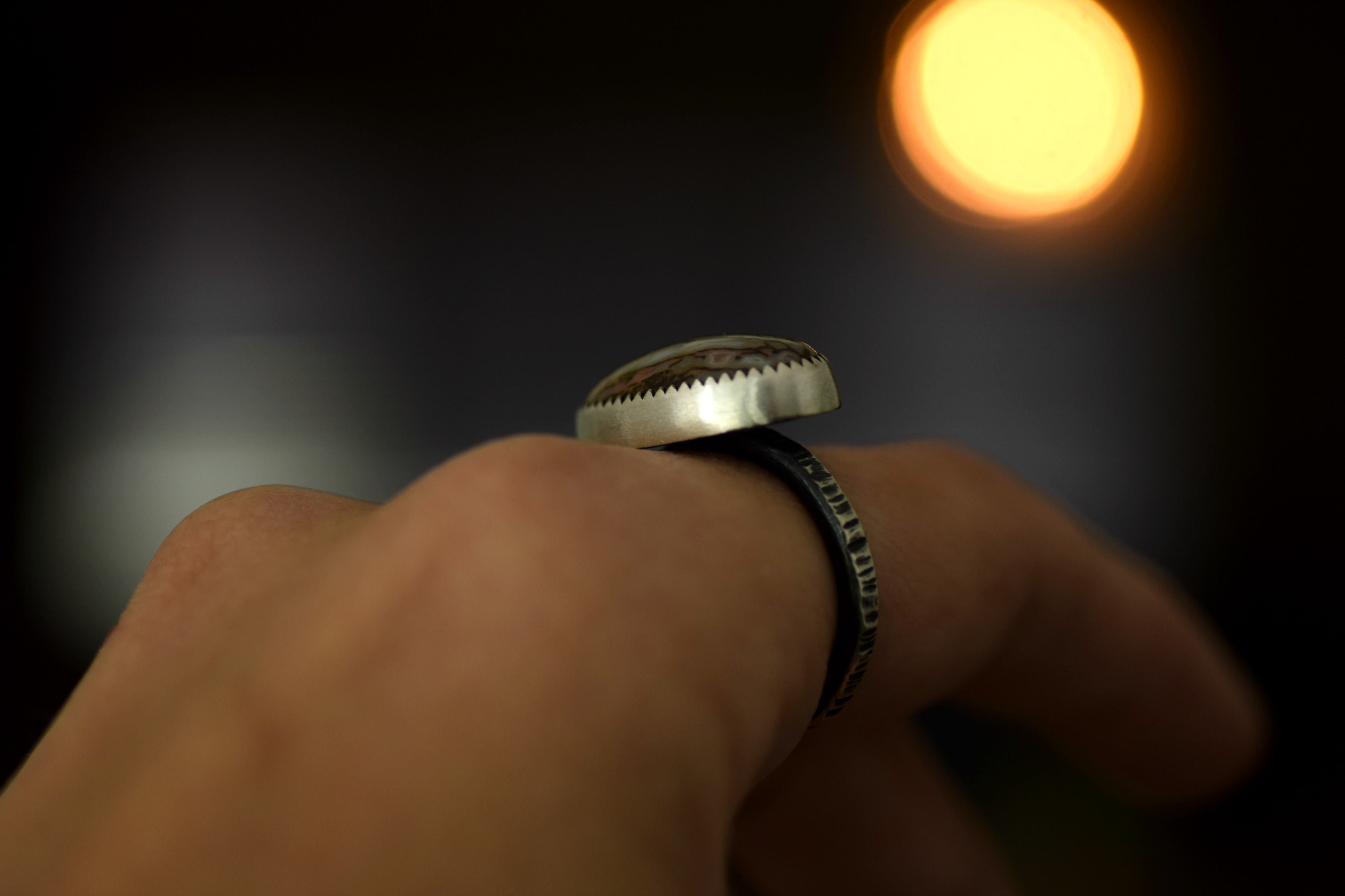 XDinosaur Bone Ring - Fossilized Dino Bone - Sterling Silver Ring - Fossils - Fossil Jewelry