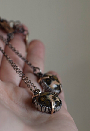 Leopard Jasper Sterling and Bronze Necklace