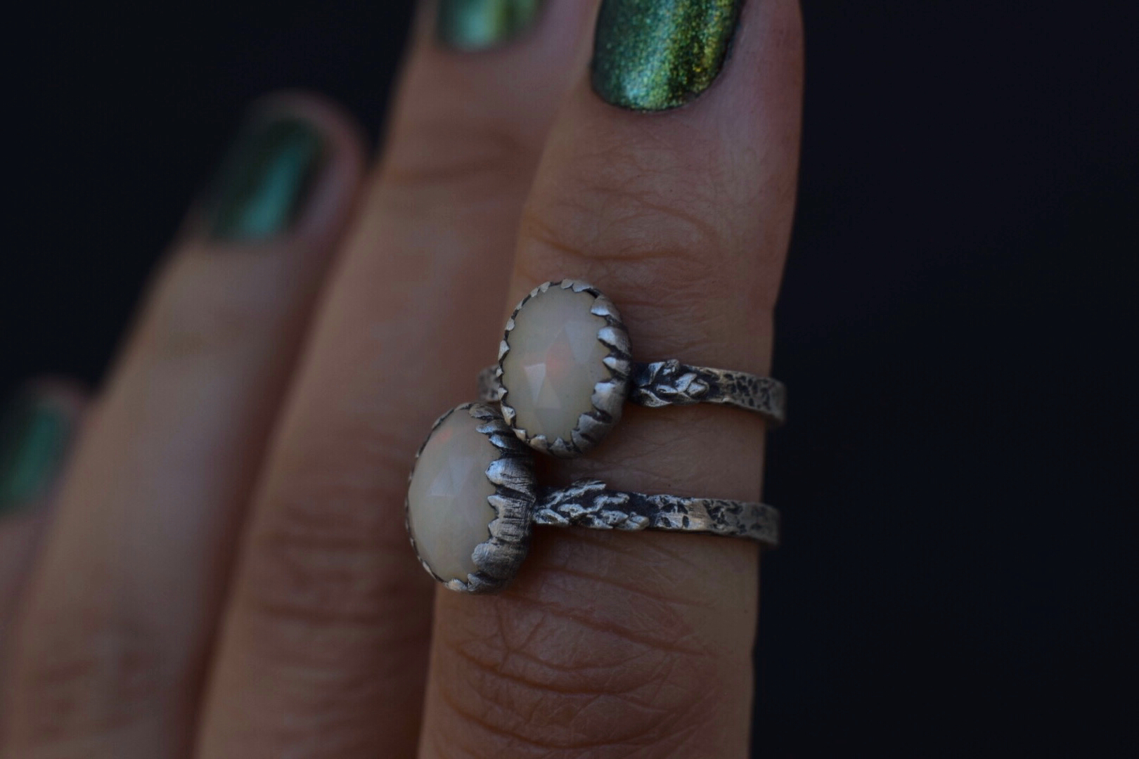Opal Fern Rings