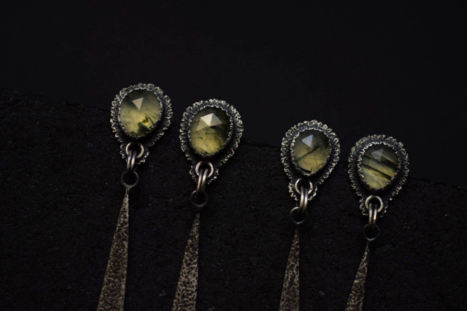 Rutilated Prehnite Dangles