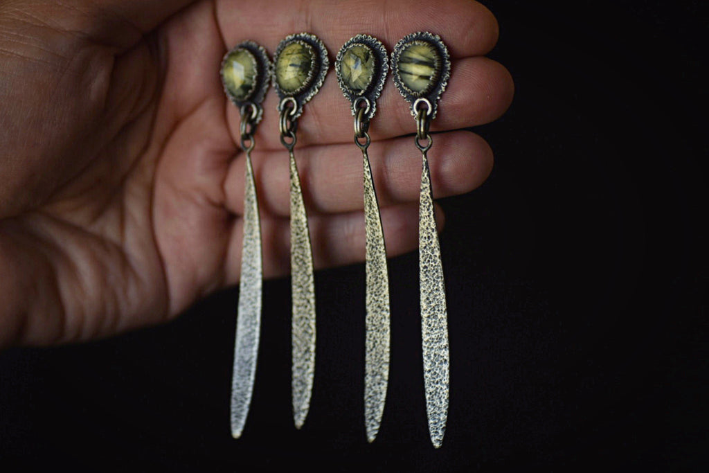 Rutilated Prehnite Dangles