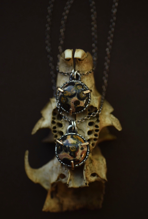 Leopard Jasper Sterling and Bronze Necklace
