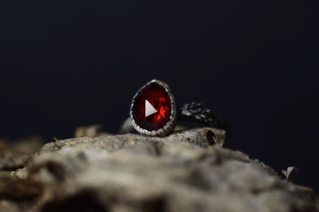 Garnet Fern Ring - Size 7.25