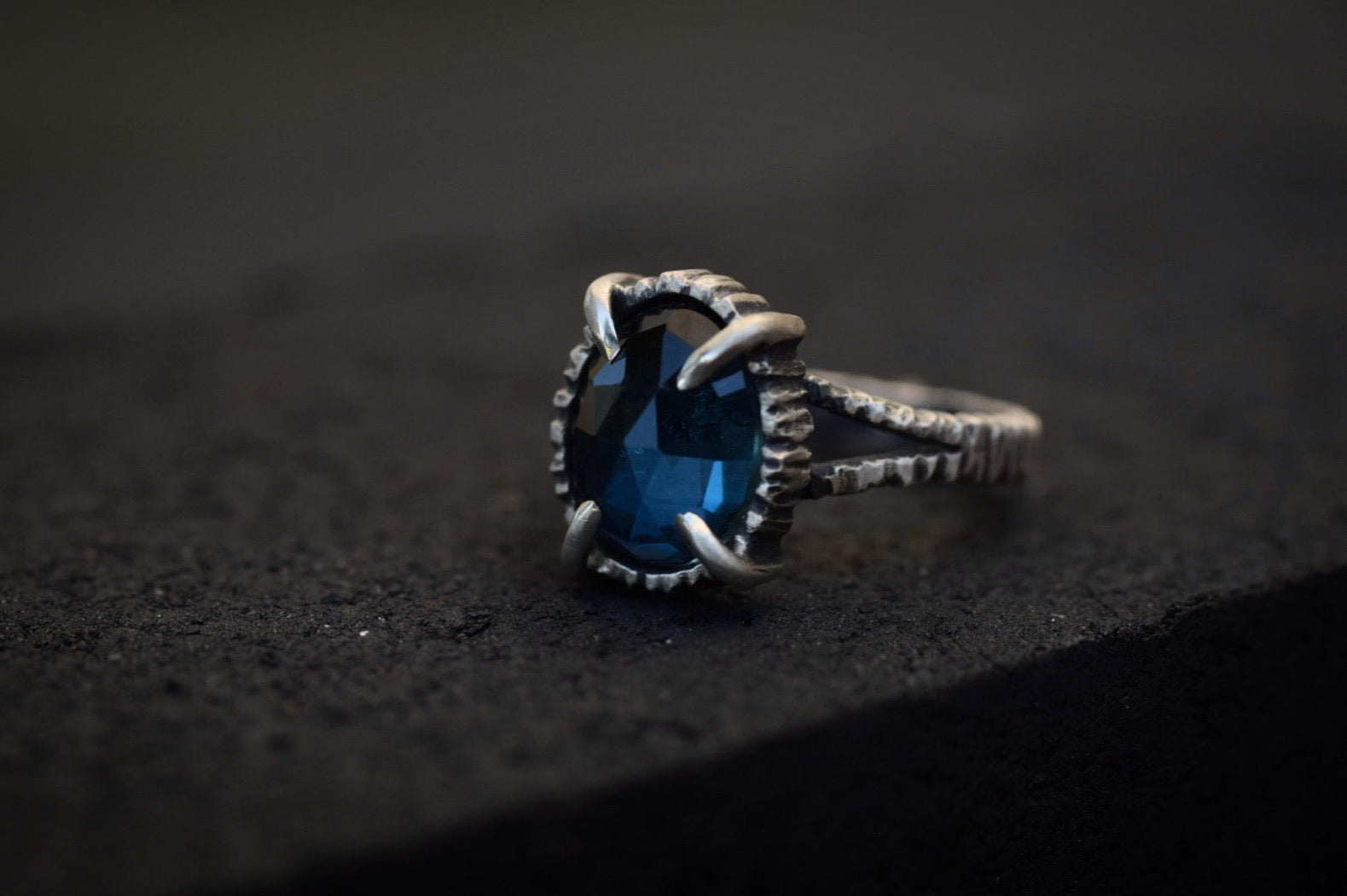 London Blue Topaz Bark Ring- Size 7.5