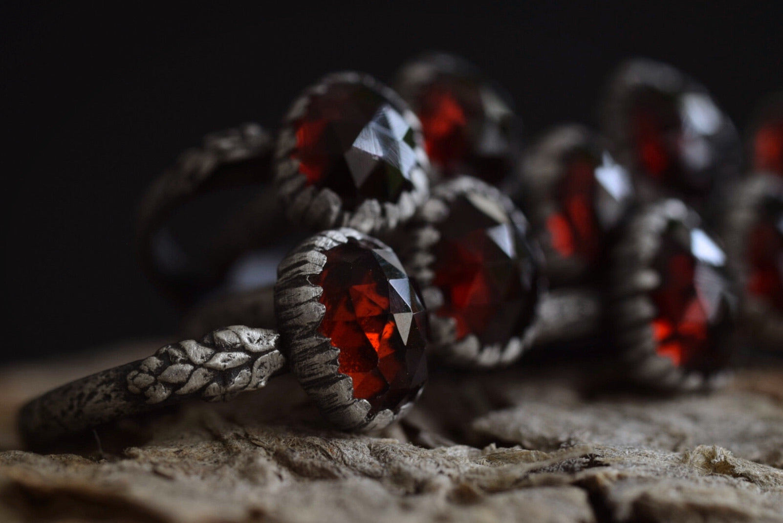 Garnet Fern Rings