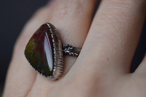Bloodstone Fern Ring - Size 7