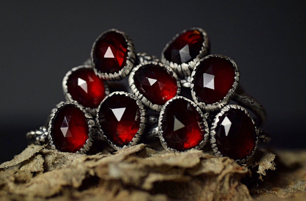 Garnet Fern Rings