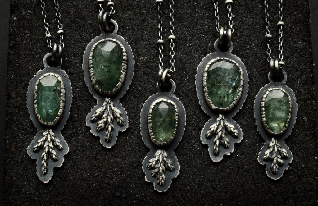 Moss Kyanite Fern Necklace