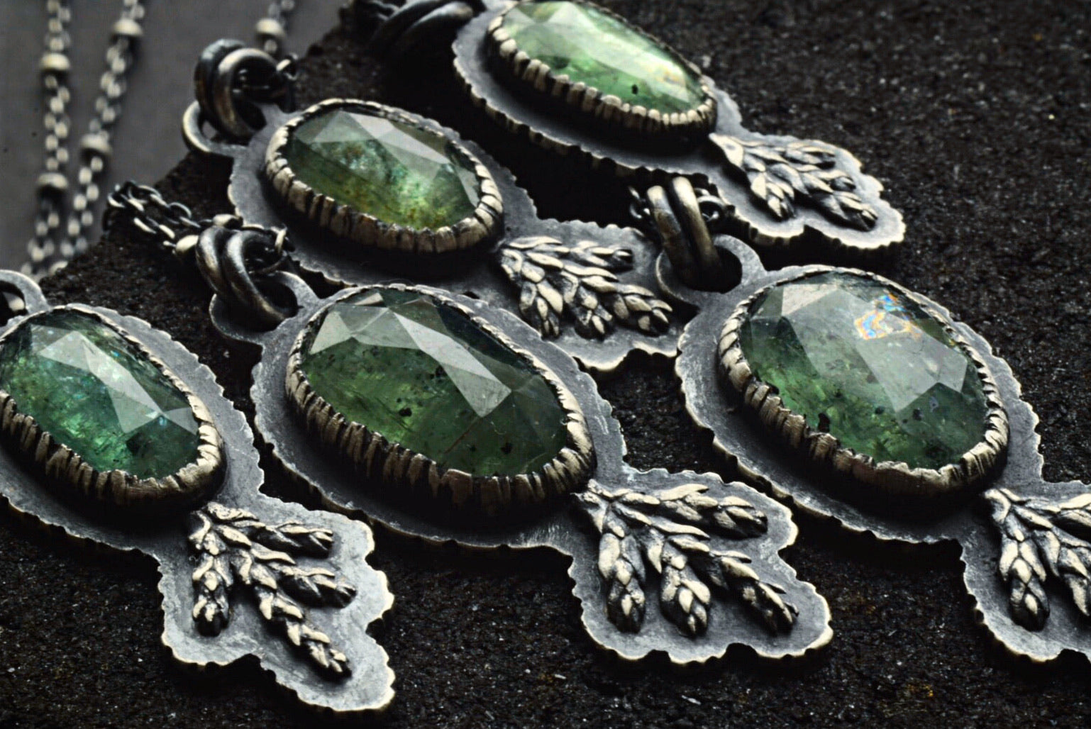 Moss Kyanite Fern Necklace