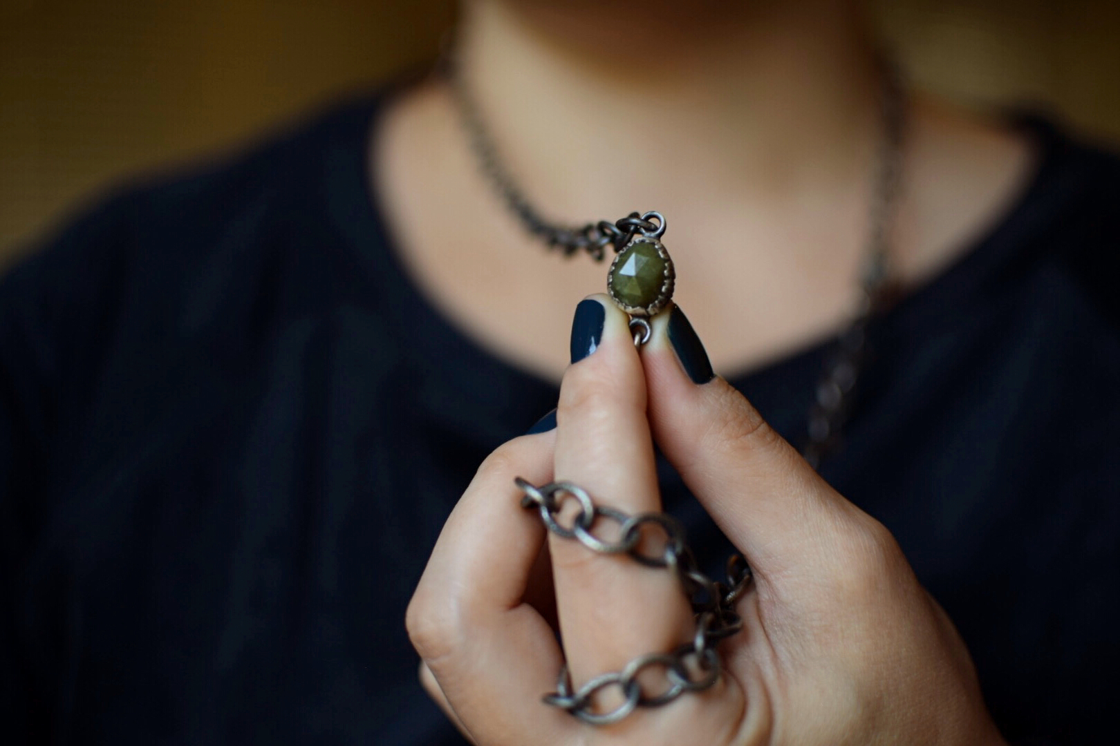 Handmade Chain with Vesuvianite & Fern Accents
