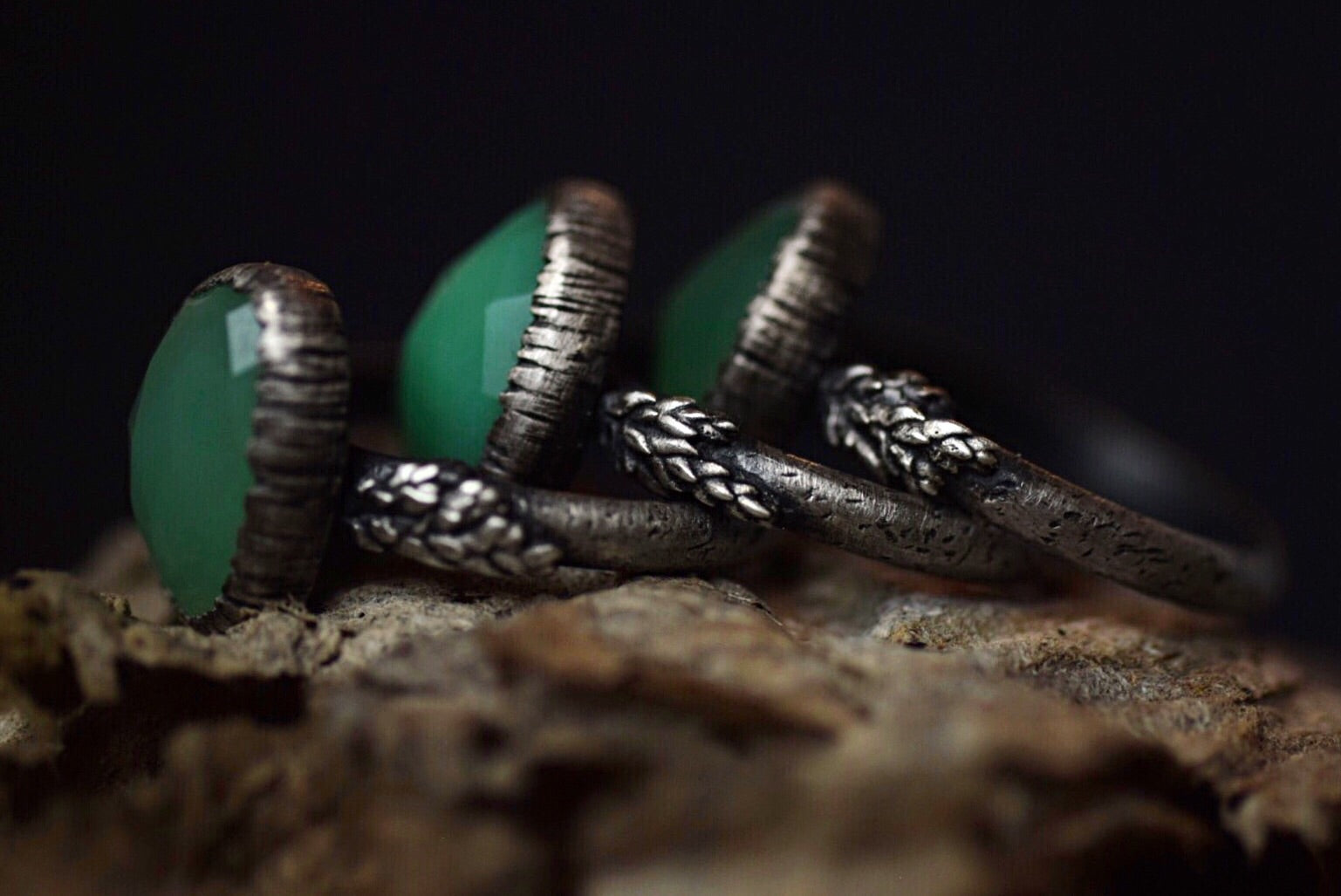 Chrysoprase Fern Ring - Size 7