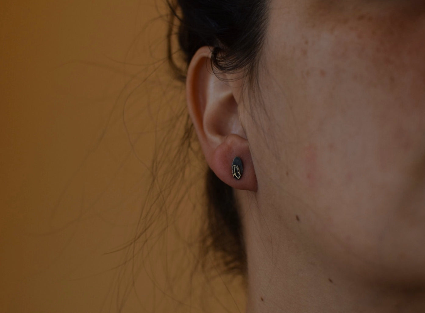 Bronze & Sterling Leaf Studs