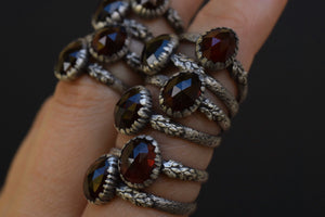 Garnet Fern Rings
