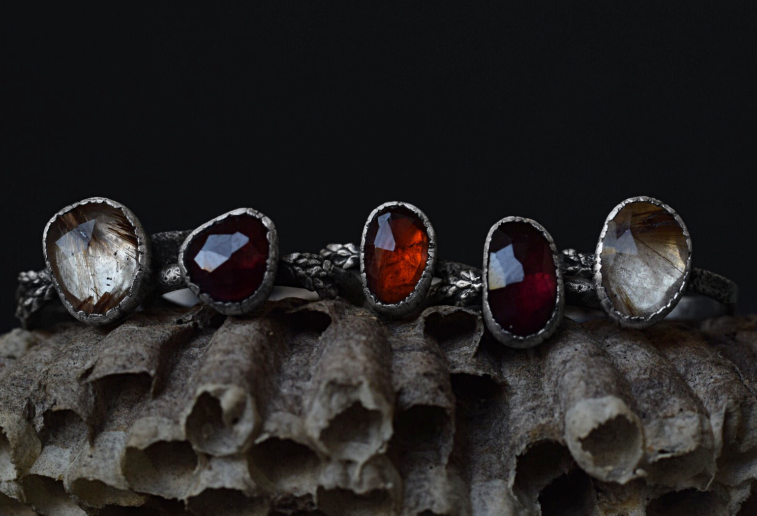 Rhodolite Garnet Fern Ring - Size 8