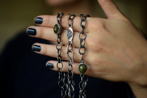 Handmade Chain with Vesuvianite & Fern Accents