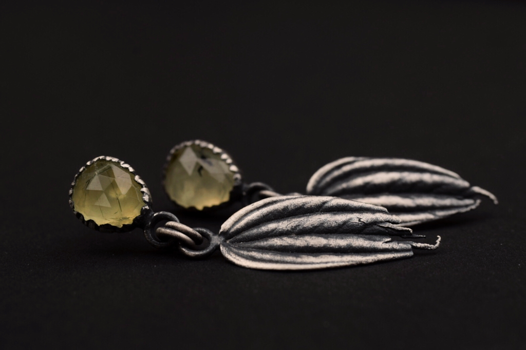 Rutilated Prehnite Leaf Dangles
