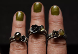 Tourmaline & Succulent Ring Duos