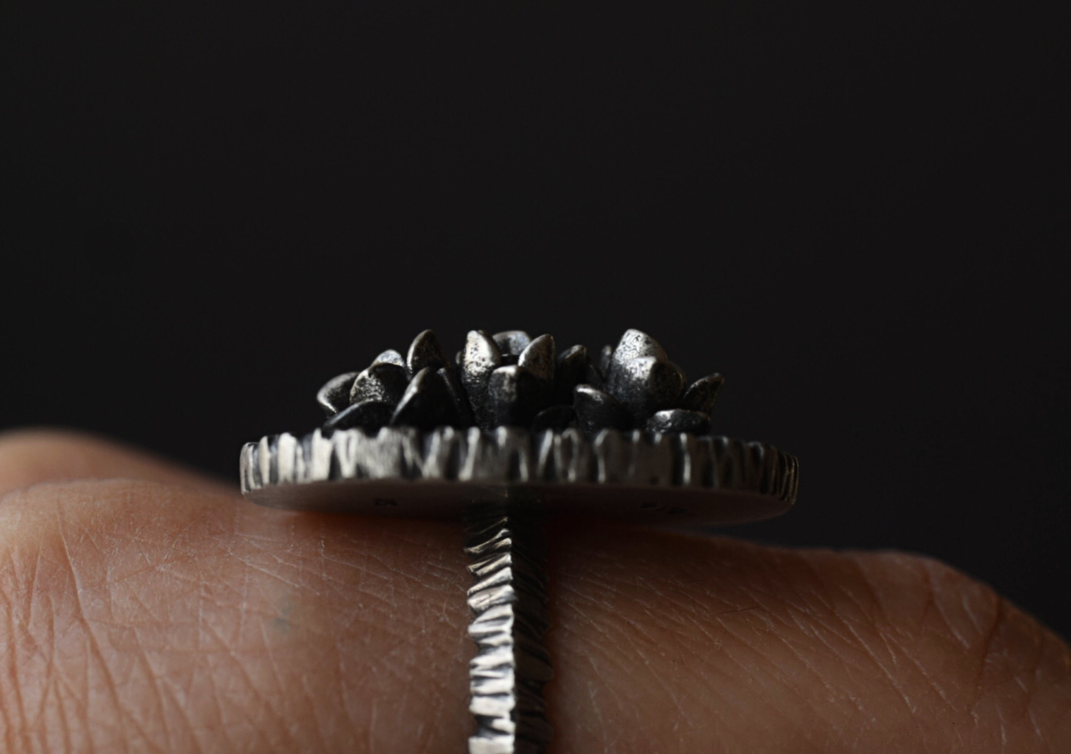 Succulent Triplet & Vesuvianite Open Shank Ring