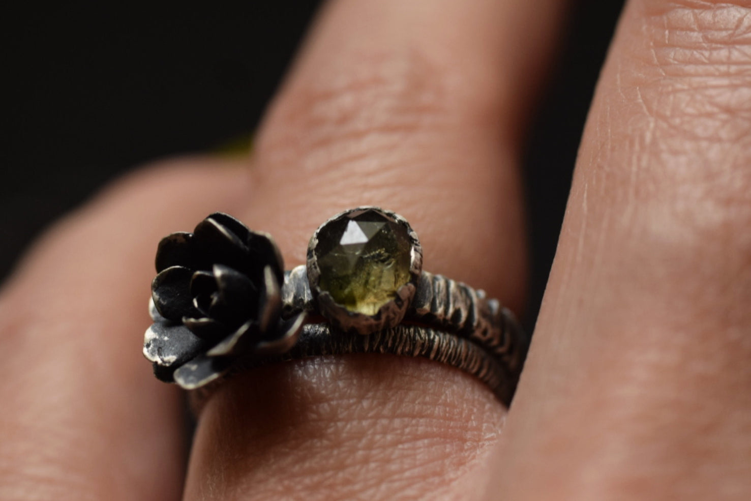 Tourmaline & Succulent Ring Duos