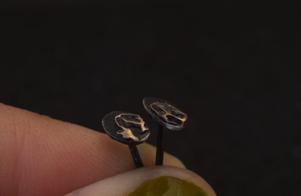 Bronze & Sterling Leaf Studs