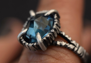 London Blue Topaz Bark Ring- Size 7.5