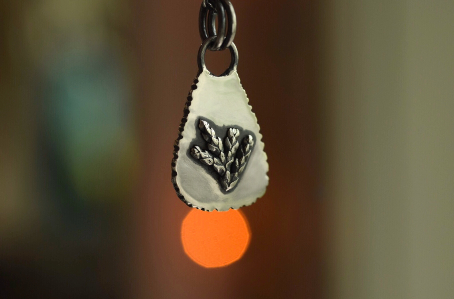 Bronze and Sterling Fern Spray Necklace